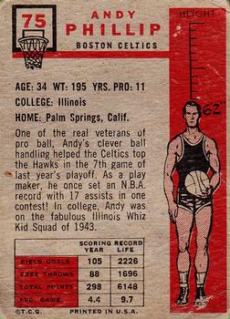 1957-58 Topps #75 Andy Phillip Back