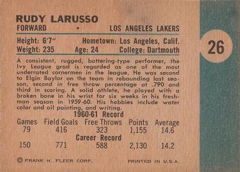 1961-62 Fleer #26 Rudy Larusso Back