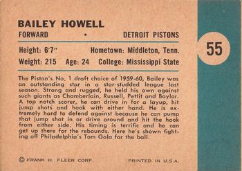1961-62 Fleer #55 Bailey Howell Back