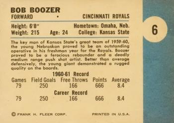 1961-62 Fleer #6 Bob Boozer Back
