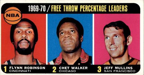 1970-71 Topps #4 1969-70 Free Throw Percentage Leaders (Flynn Robinson / Chet Walker / Jeff Mullins) Front