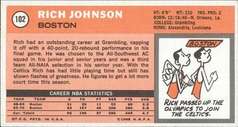 1970-71 Topps #102 Rich Johnson Back