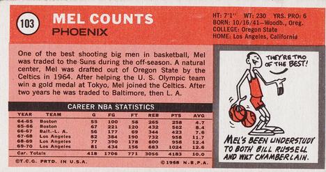 1970-71 Topps #103 Mel Counts Back