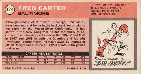 1970-71 Topps #129 Fred Carter Back