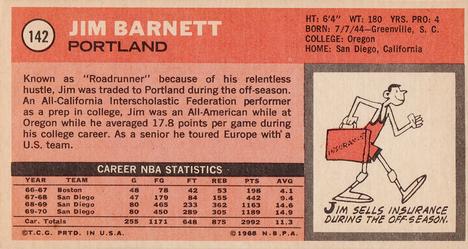 1970-71 Topps #142 Jim Barnett Back