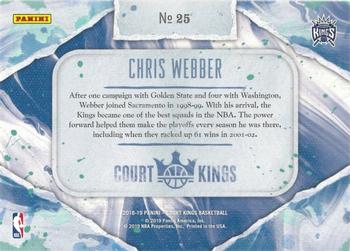 2018-19 Panini Court Kings - Points in the Paint #25 Chris Webber Back