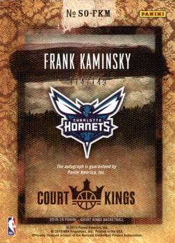 2018-19 Panini Court Kings - Sovereign Signatures #SO-FKM Frank Kaminsky Back