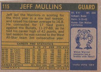 1971-72 Topps #115 Jeff Mullins Back