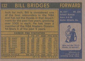 1971-72 Topps #132 Bill Bridges Back