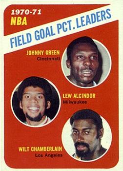 1971-72 Topps #140 Johnny Green / Lew Alcindor / Wilt Chamberlain Front