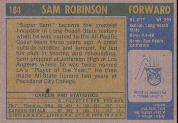 1971-72 Topps #184 Sam Robinson Back