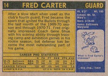 1971-72 Topps #14 Fred Carter Back