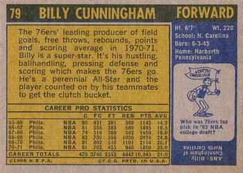 1971-72 Topps #79 Billy Cunningham Back