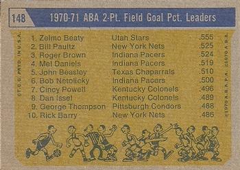 1971-72 Topps #148 Zelmo Beaty / Billy Paultz / Roger Brown Back