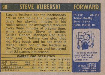 1971-72 Topps #98 Steve Kuberski Back