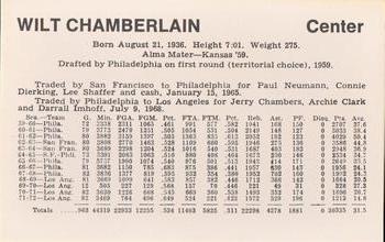 1972-73 Comspec #NNO Wilt Chamberlain Back