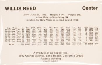 1972-73 Comspec #NNO Willis Reed Back