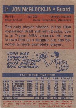 1972-73 Topps #54 Jon McGlocklin Back