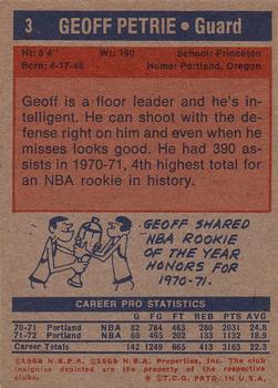 1972-73 Topps #3 Geoff Petrie Back