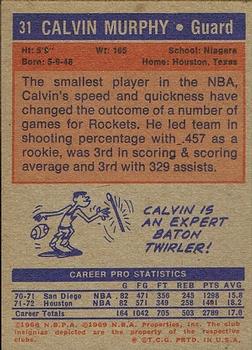 1972-73 Topps #31 Calvin Murphy Back