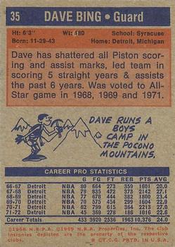 1972-73 Topps #35 Dave Bing Back