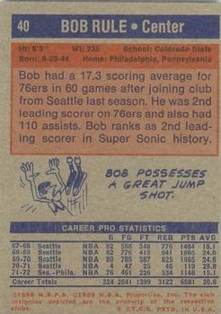 1972-73 Topps #40 Bob Rule Back