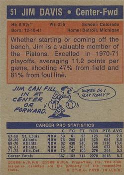 1972-73 Topps #51 Jim Davis Back