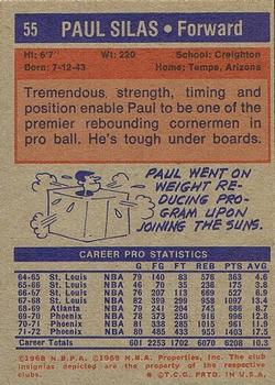 1972-73 Topps #55 Paul Silas Back