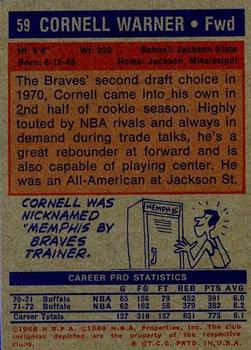 1972-73 Topps #59 Cornell Warner Back