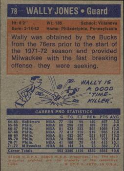 1972-73 Topps #78 Wally Jones Back