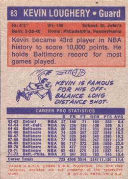 1972-73 Topps #83 Kevin Loughery Back