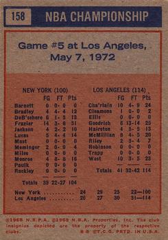 1972-73 Topps #158 1971-72 NBA Finals Game 5 Back