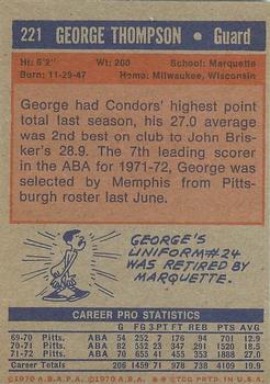 1972-73 Topps #221 George Thompson Back
