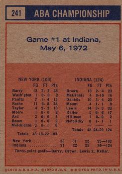 1972-73 Topps #241 1971-72 ABA Finals Game 1 Back