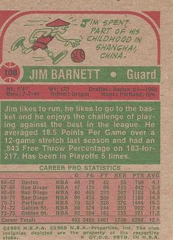 1973-74 Topps #108 Jim Barnett Back