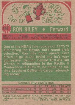 1973-74 Topps #141 Ron Riley Back