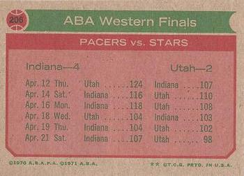 1973-74 Topps #206 ABA Western Finals Back