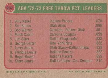1973-74 Topps #237 Billy Keller / Ron Boone / Bob Warren Back