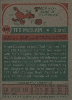 1973-74 Topps #247 Ted McClain Back