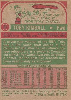 1973-74 Topps #37 Toby Kimball Back