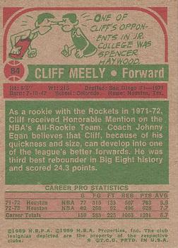 1973-74 Topps #84 Cliff Meely Back