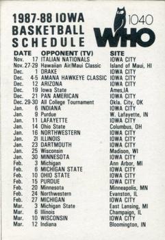 1987-88 Iowa Hawkeyes Schedule #NNO Michael Morgan Back