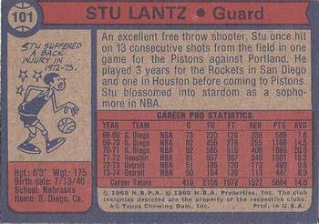 1974-75 Topps #101 Stu Lantz Back