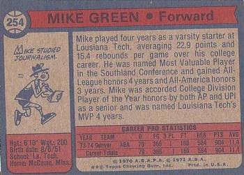 1974-75 Topps #254 Mike Green Back