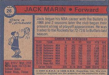 1974-75 Topps #26 Jack Marin Back