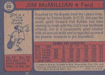 1974-75 Topps #38 Jim McMillian Back