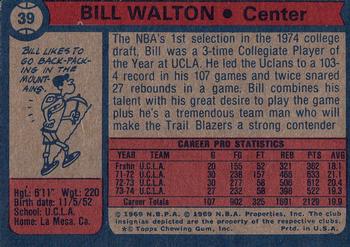 1974-75 Topps #39 Bill Walton Back