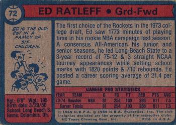 1974-75 Topps #72 Ed Ratleff Back