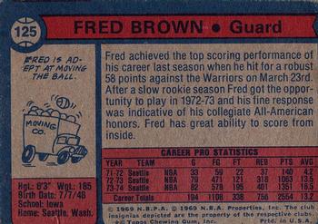 1974-75 Topps #125 Fred Brown Back