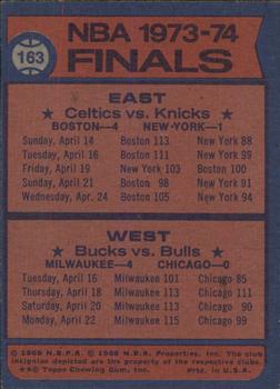 1974-75 Topps #163 NBA Division Finals Back